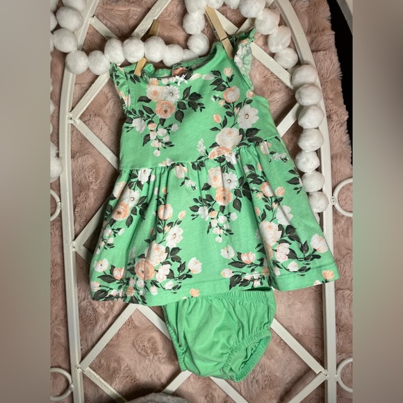 BABY GIRL GREEN FLORAL DRESS | 3 MONTHS - Picture 1 of 6
